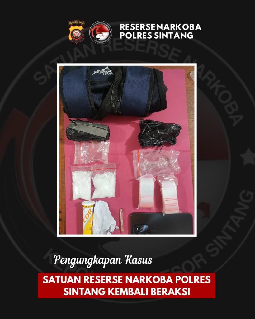Polres Sintang Berhasil Amankan Tiga Pelaku Narkoba di Desa Makong